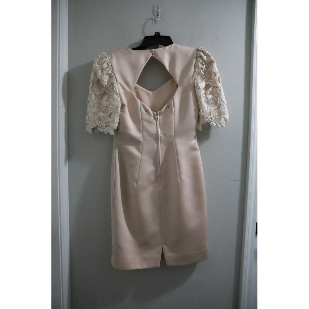 Bracoloni by Lucero Corredor Blush Pink Lace Puff Sleeve Cutout Back Dress 8